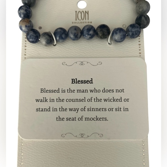 ICON Blue and Silver Beaded Bracelet - Picture 2 of 2